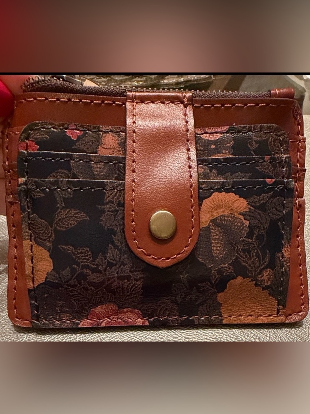 NEW Patricia Nash Floral Card Holder Wallet Smooth Leather.  4" x 3.5" $59.00